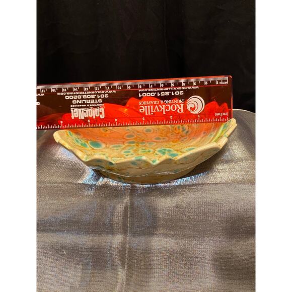 Handmade, Art Pottery Condiment Serving Set, Three (3) pieces Trippy Hippie  EUC - Picture 6 of 10